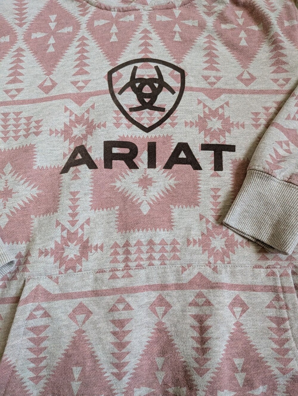 Ariat Real Southwest Aztec Cotton Blend Logo Pullover Hoodie Women's M - Picture 2 of 8